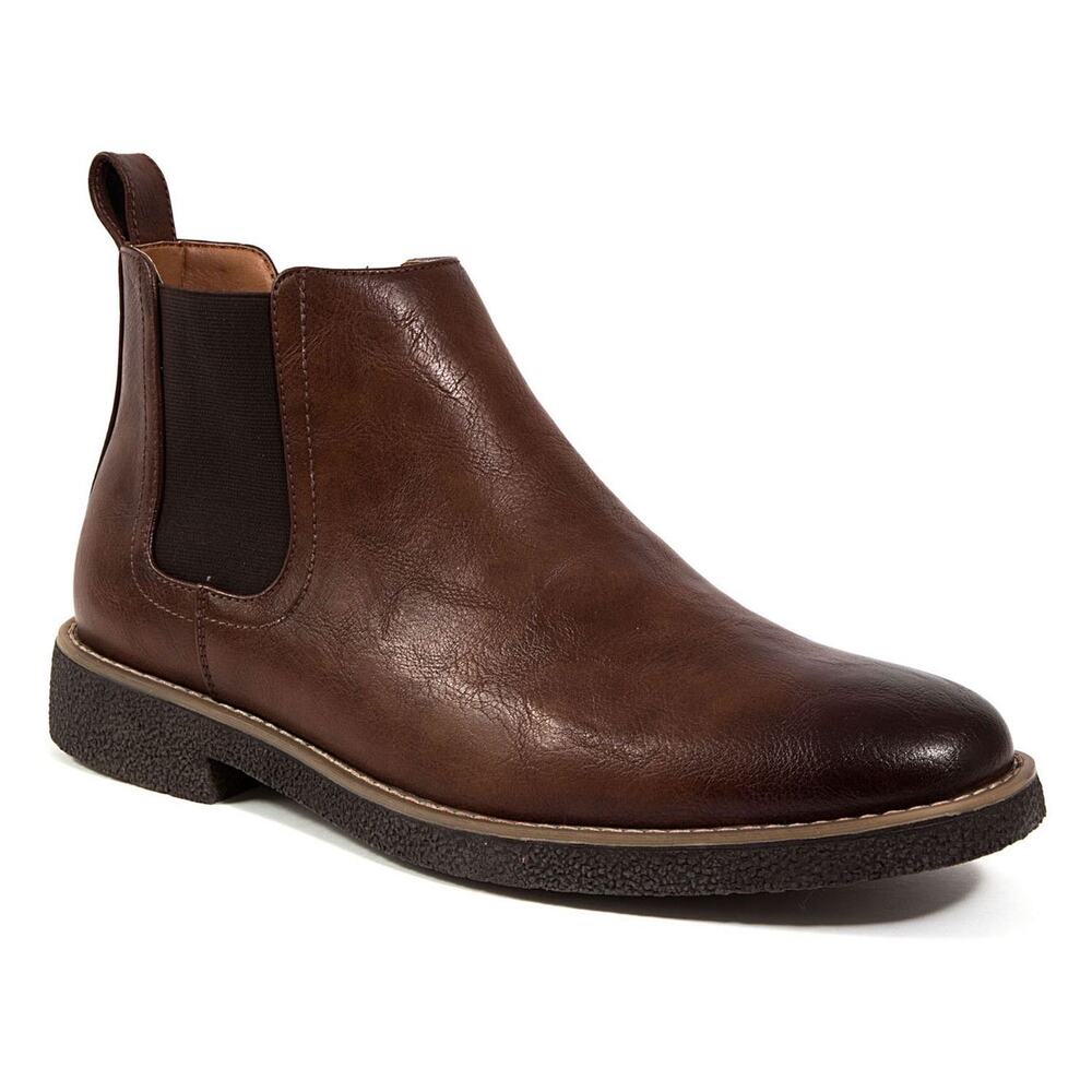 NEW! Deer Stags Rockland Mens Flat Heel Chelsea Boots Size 9.5M Dark Brown